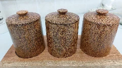 Natural Coconut Wood Seasoning containers set with tray