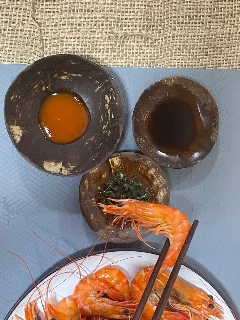 Three Coconut shell soya source plates set