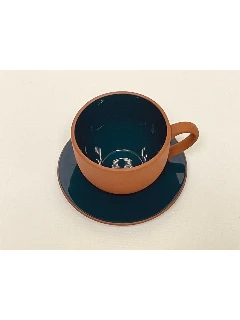 <strong>孔雀綠 赤陶意式咖啡杯和茶碟</strong>